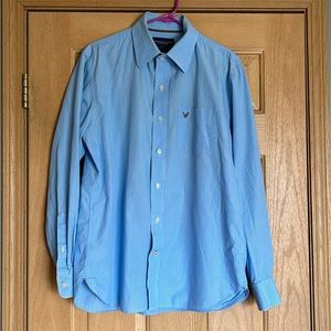 American Eagle | Men’s Blue Pinstriped Dress Shirt | Size Large